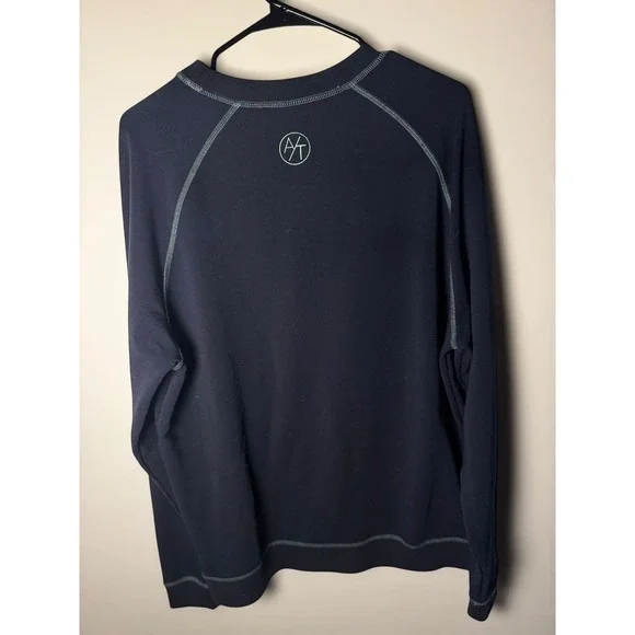 FootJoy Pullover Mens Navy Blue Contrast Stitch Raglan Crewneck Sweatshirt L - Picture 6 of 8